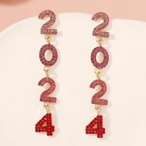 NEW! 2024 Design Colorful Shiny Rhinestone Inlaid Dangle Elegant Style Earrings